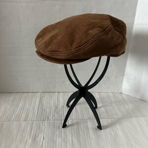 Coleman Men's Brown Nubuck Leather Suede Driving Hat Newsboy Cap Size M/L